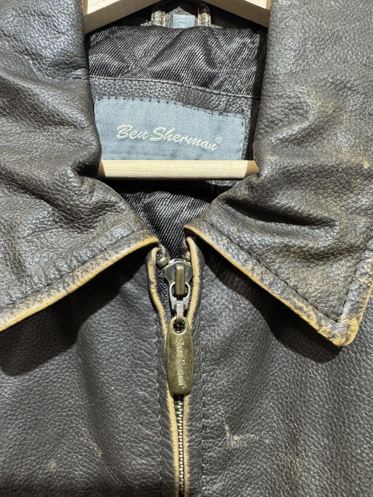 Ben Sherman Ben Sherman Vintage Heavy Faded Leather Jacket Size XL Size US XL / EU 56 / 4 - 6 Thumbnail