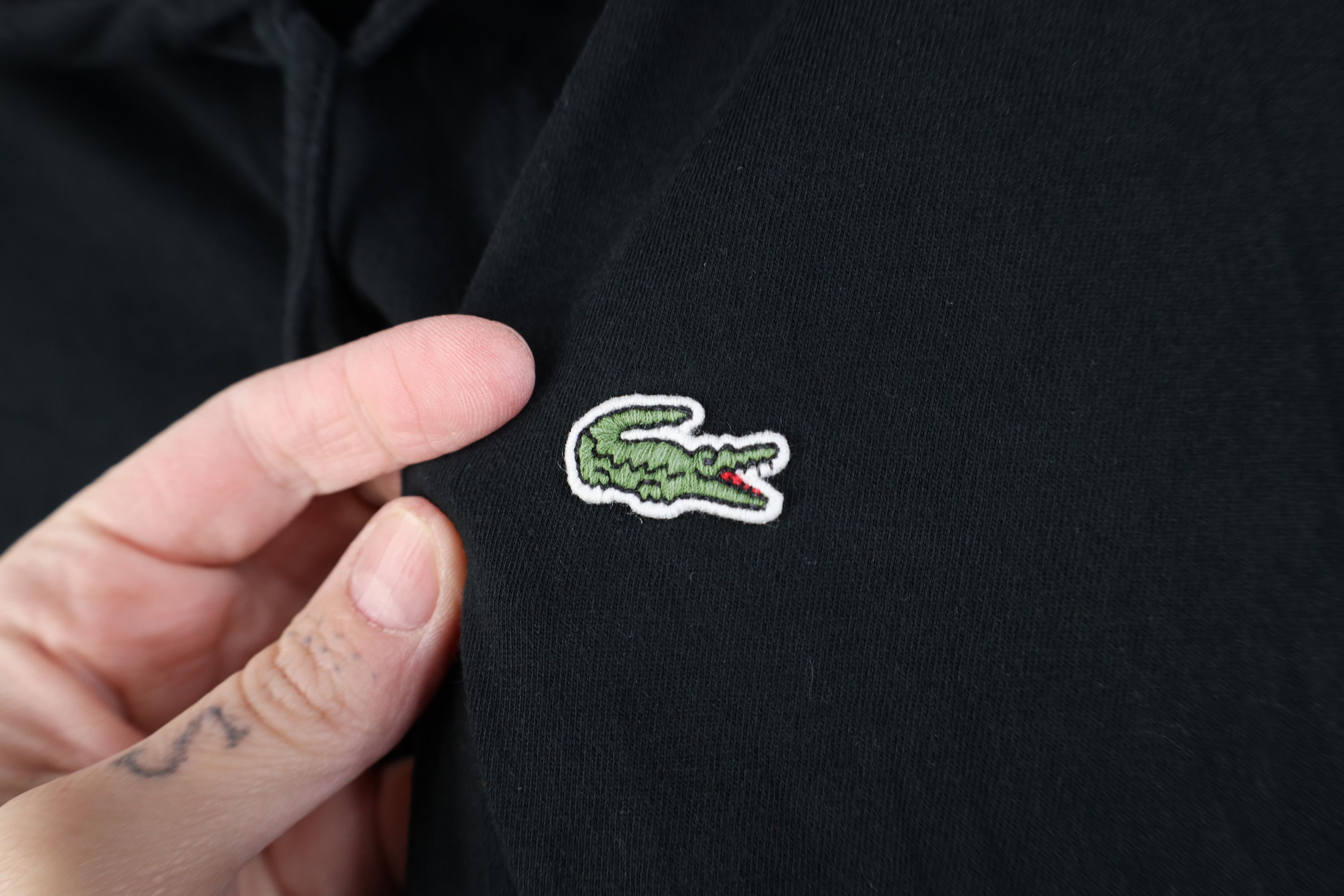 Lacoste Lacoste Croc Logo Hooded Hoodie Long Sleeve T-Shirt Black Size US XXL / EU 58 / 5 - 4 Thumbnail