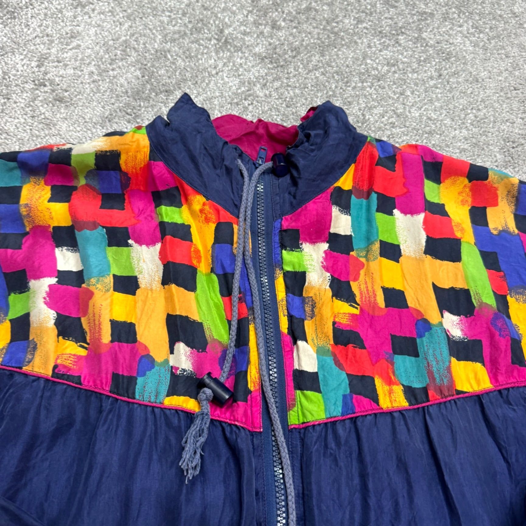Vintage Vintage Robert Stock Silk Windbreaker Jacket Mens L Blue 90s Retro All Seasons Pockets Zip Front Short Length Regular Fit Size US L / EU 52-54 / 3 - 4 Thumbnail