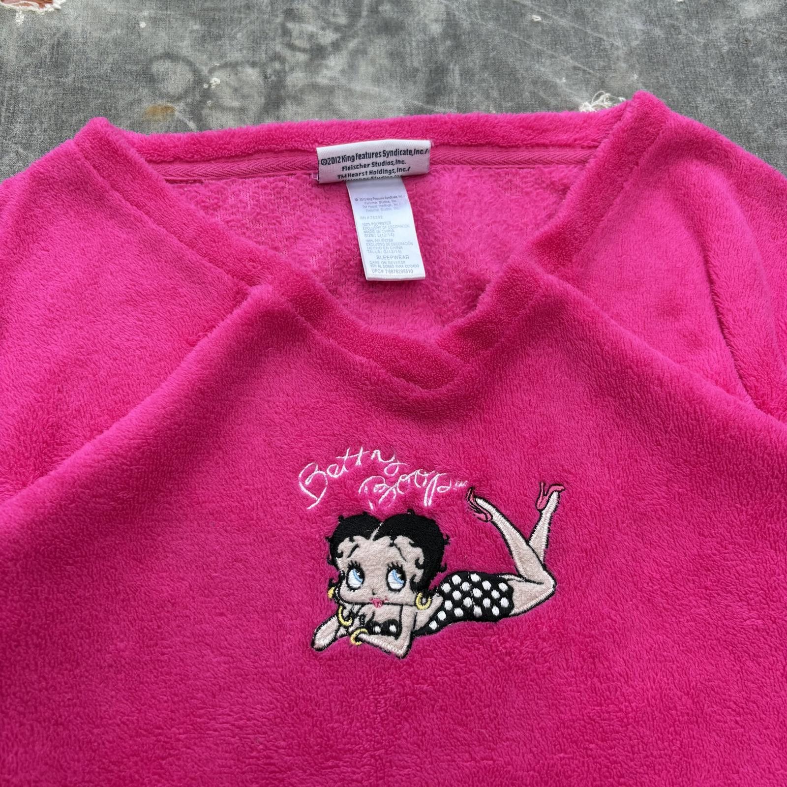 Vintage Vintage Y2K Hot Pink Betty Boop Plush Fleece Sweatshirt Size L / US 10 / IT 46 - 2 Thumbnail