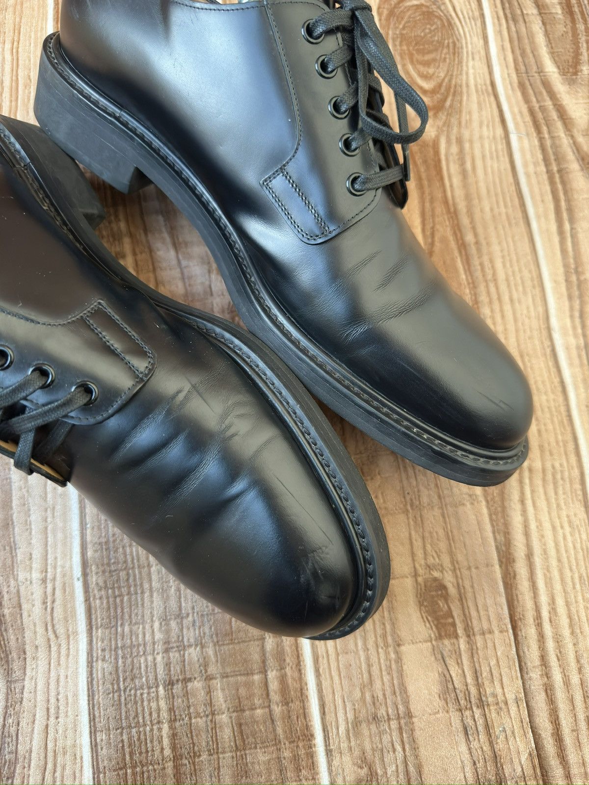 Louis Vuitton Louis Vuitton Black Leather Lace Up Derby Oxfords Size US 9 / EU 42 - 7 Thumbnail