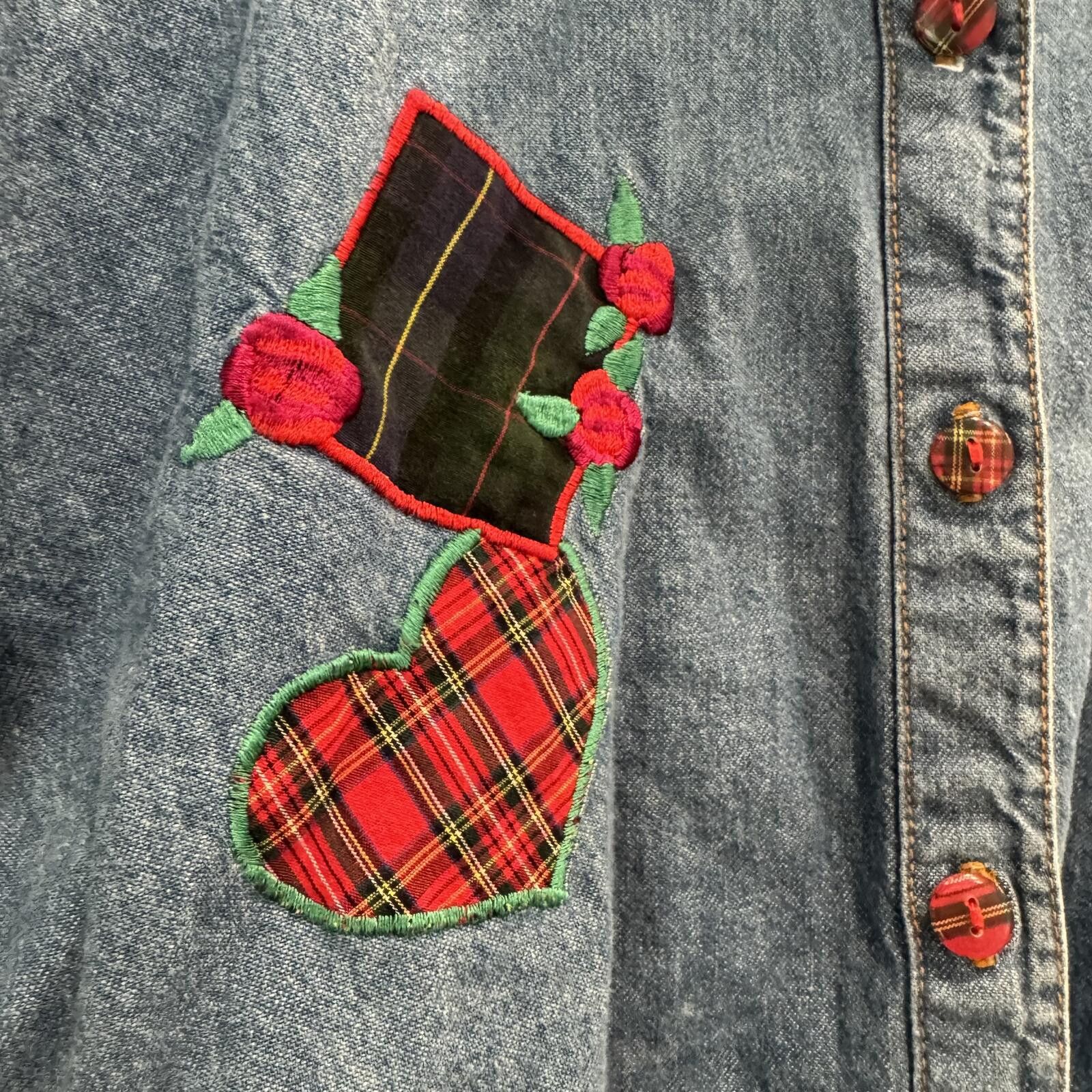 Unknown London Vintage Girls 12-14 Embroidered Denim Top Size ONE SIZE - 2 Thumbnail