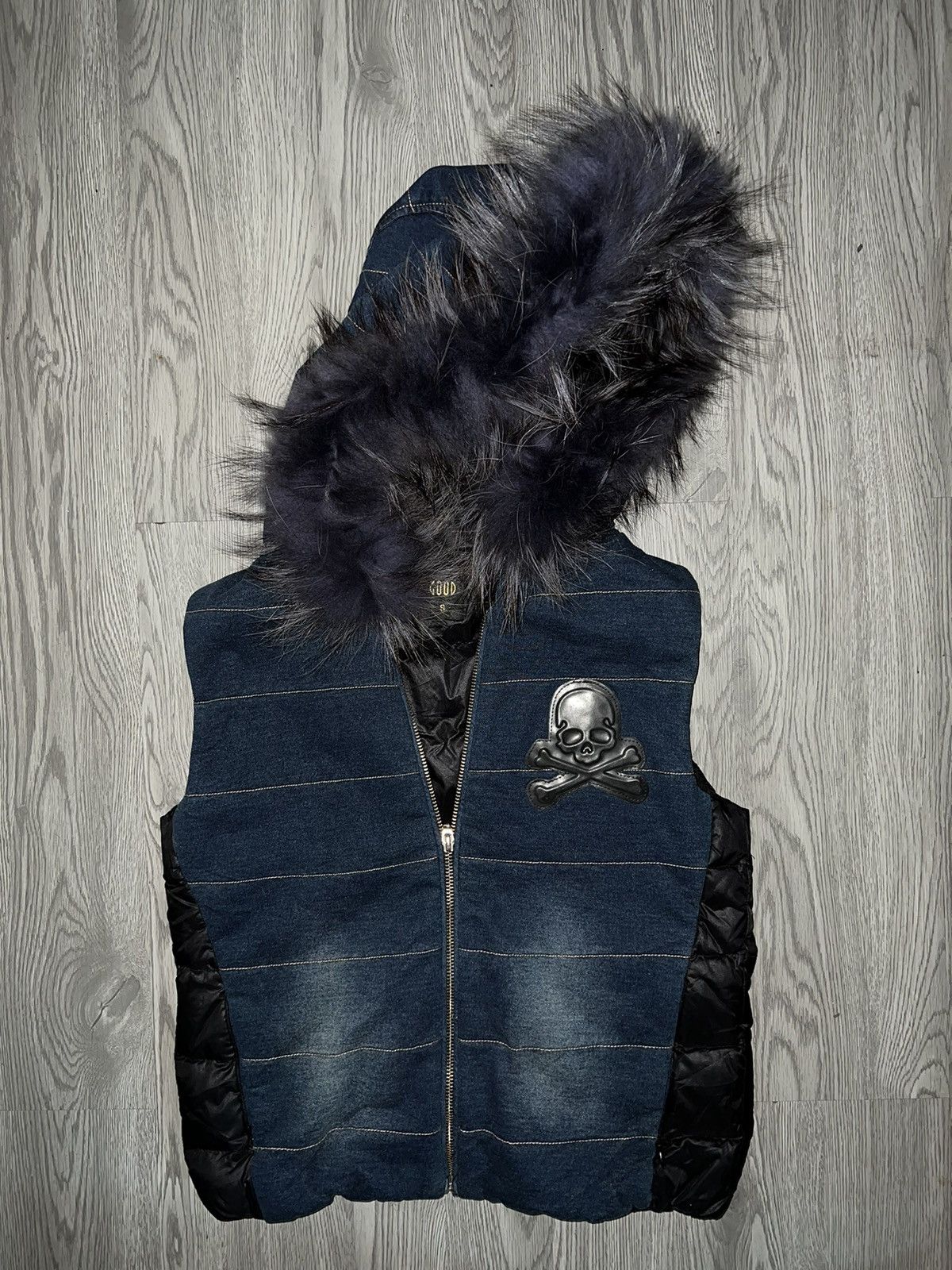 Le Grande Bleu (L.G.B.) Skull Fur puffer jacket 🎸☠️ Size US M / EU 48-50 / 2 - 2 Thumbnail