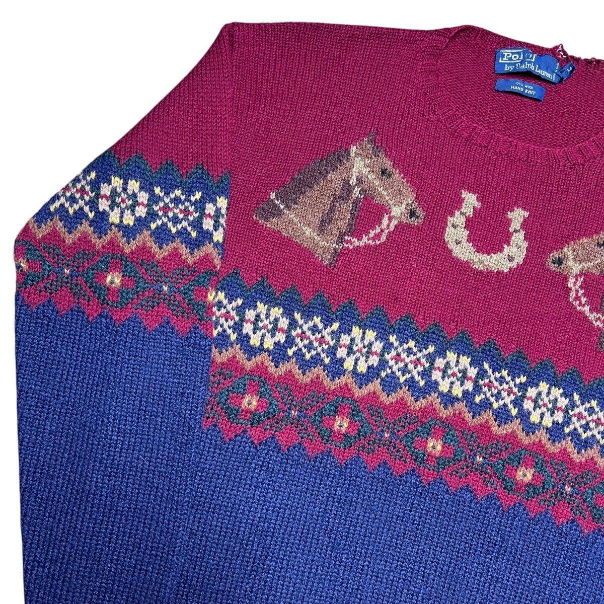 1990s Polo Ralph Lauren Horse Horseshoe Hand Knit Sweater