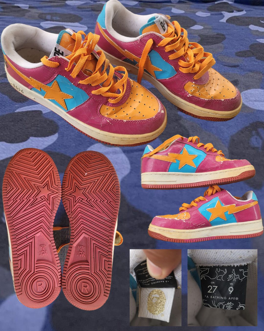 Bape SS09 Orange x Pink Glittery Monster Bapesta Size US 9 / EU 42 - 2 Thumbnail