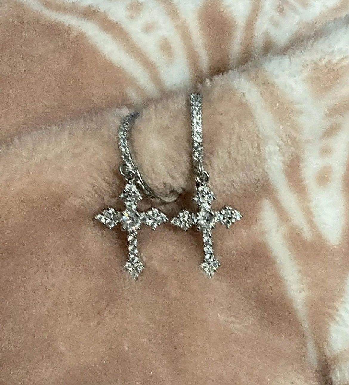 Jewelry Crystal Cross earrings （1pairs） Size ONE SIZE - 4 Thumbnail