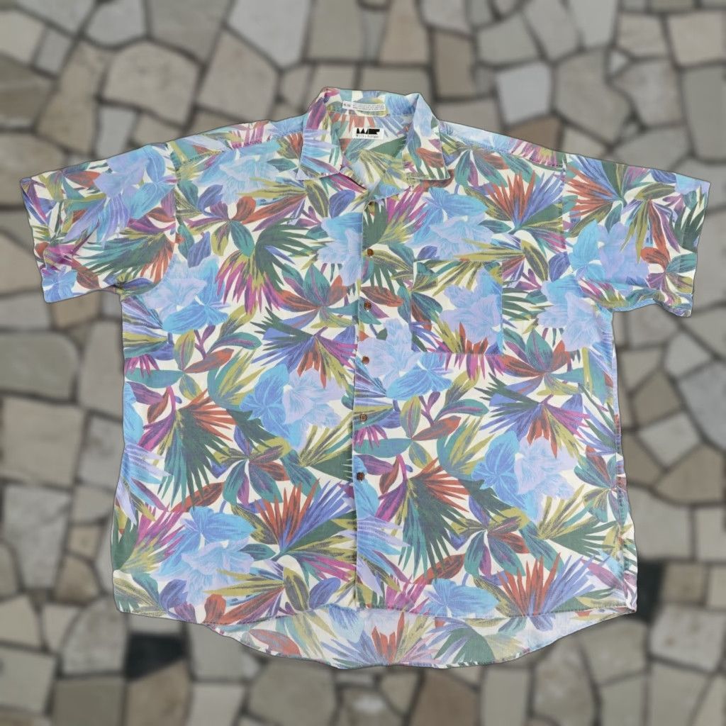 Vintage VINTAGE Wilke Rodriguez Shirt Mens XL Blue Green Hawaiian Button Up Camp 90s Floral Short Sleeve Collared Button-Up Beach Tropical Pockets Mens Size US XL / EU 56 / 4 - 1 Thumbnail
