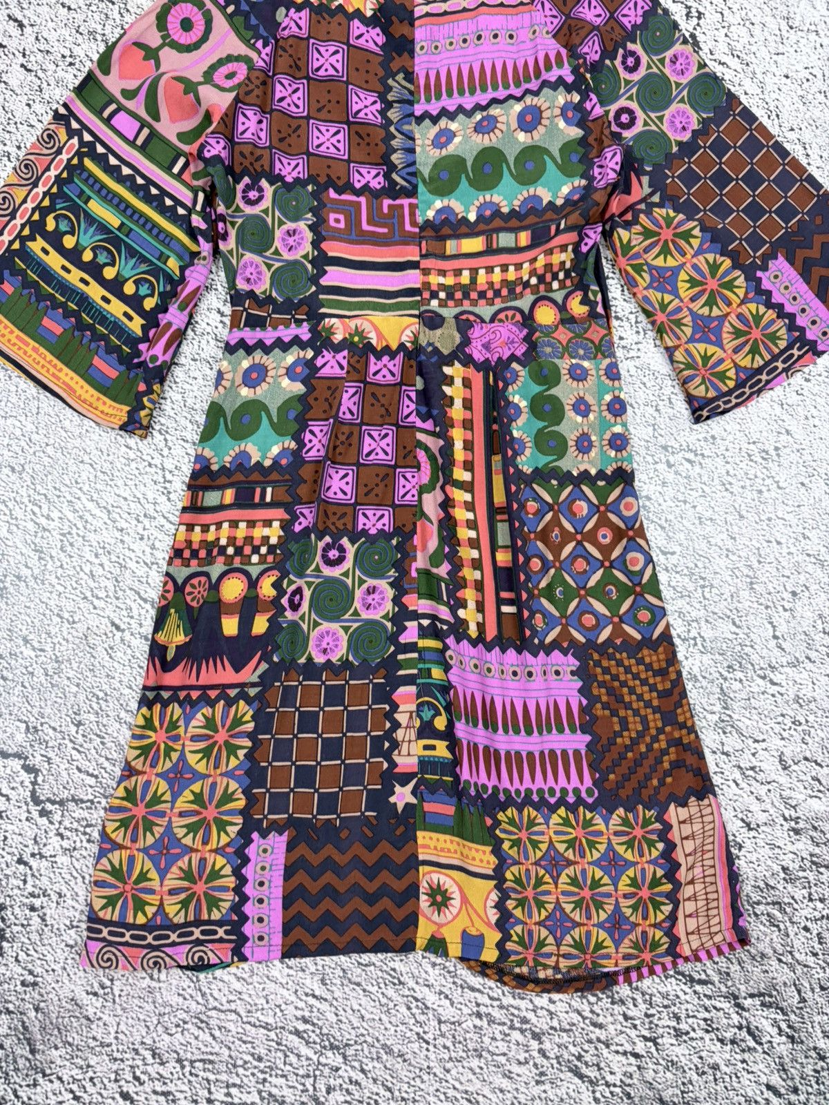 Jean Paul Gaultier NWT Desigual Boho Patchwork Style Bell Sleeve Mini Dress Size S / US 4 / IT 40 - 11 Thumbnail