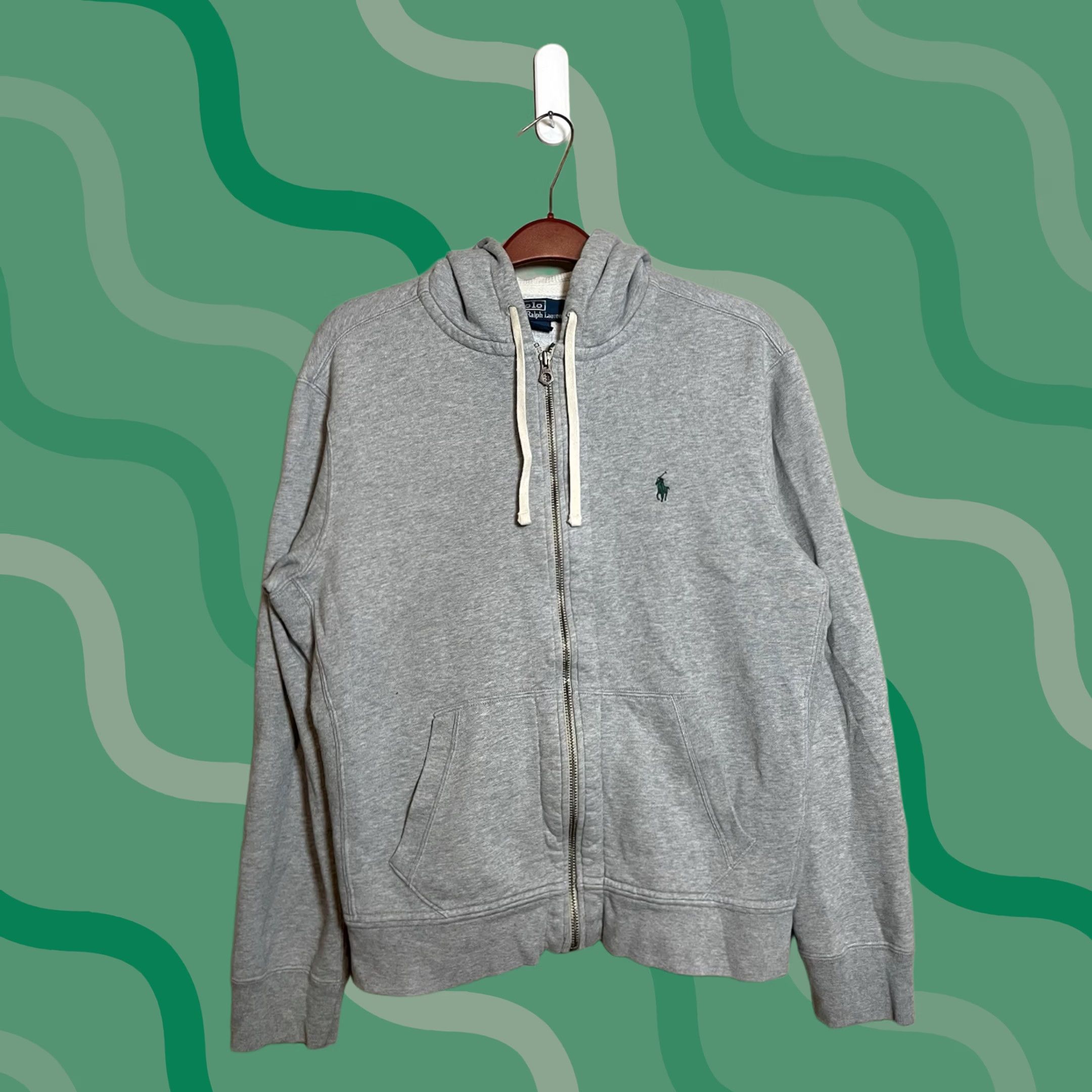 Polo Ralph Lauren VINTAGE Ralph Lauren Polo Hoodie Men L Grey Cotton Full Pony E548 Size US L / EU 52-54 / 3 - 1 Thumbnail
