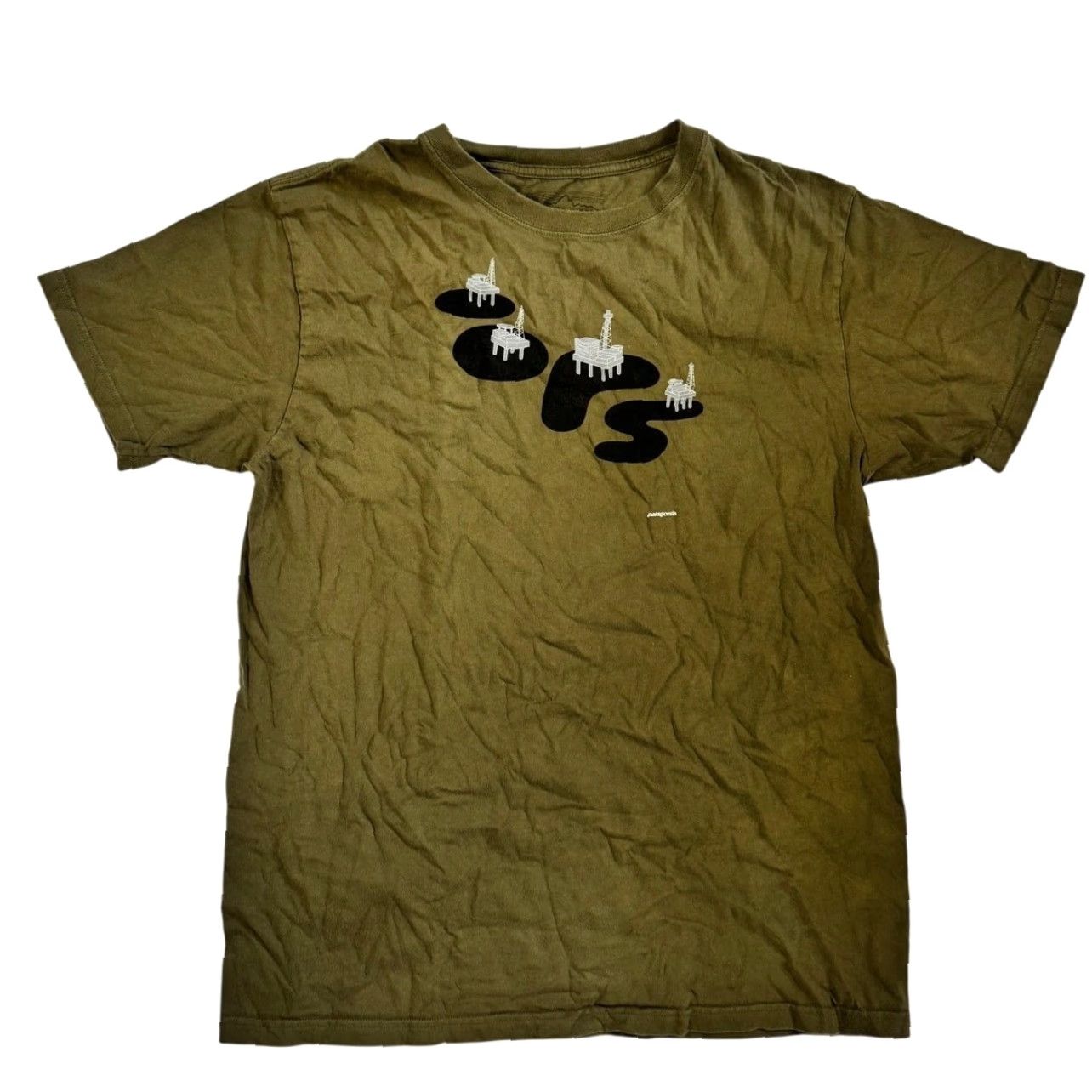 Patagonia Patagonia Men's Oops Oil Spill Organic Cotton T-Shirt Quartz Olive Sz L Slim Fit Size US M / EU 48-50 / 2 - 2 Thumbnail