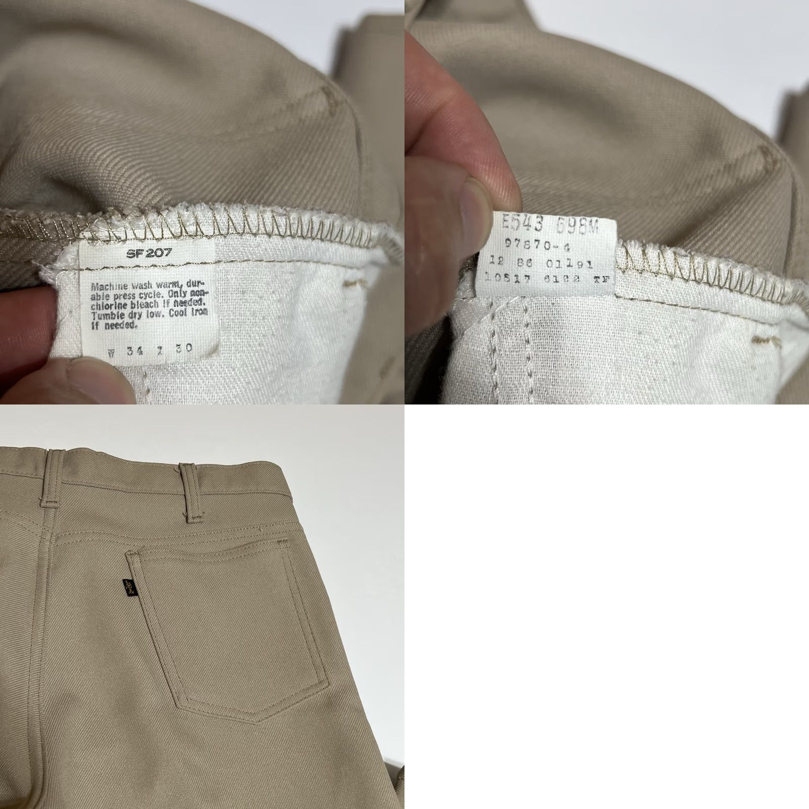 Levi's VINTAGE Levi's 517 Boot Cut Pants Mens 34x30 Beige Polyester Western Logo Pockets 90s 80s USA Dress Pants Regular Mens Size US 34 / EU 50 - 8 Thumbnail