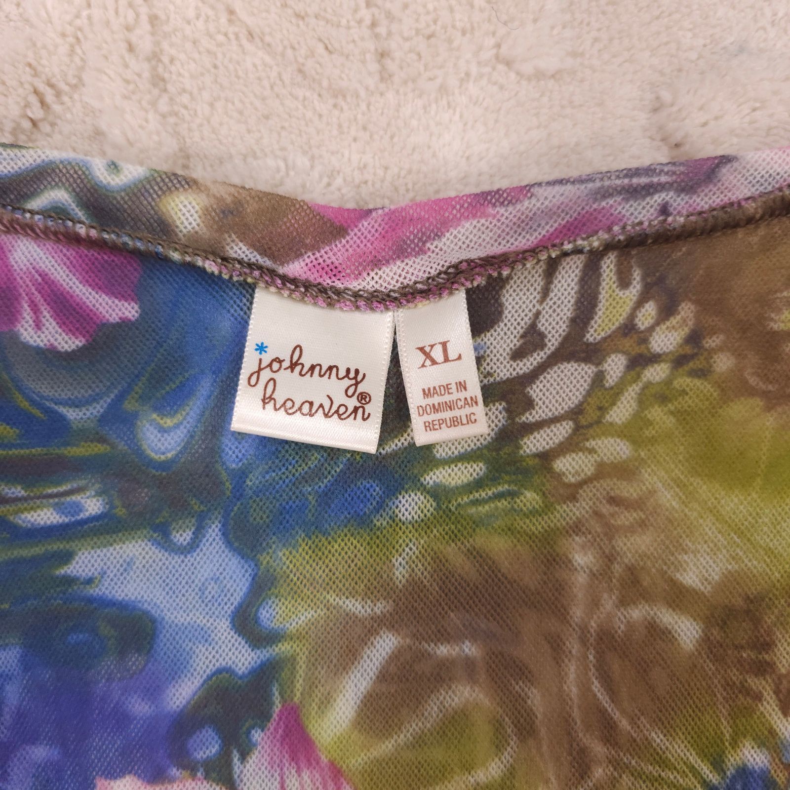 Other Vintage Johnny Heaven Y2K Floral Mesh Top Sz Extra Large Size XL / US 12-14 / IT 48-50 - 6 Thumbnail