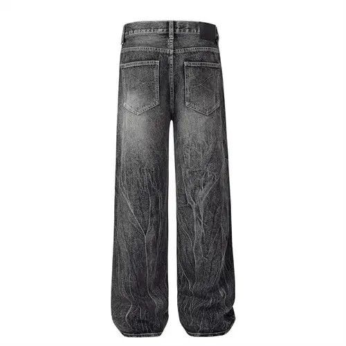 Jean American high street trend washed distressed straight jeans Size US 32 / EU 48 - 4 Thumbnail