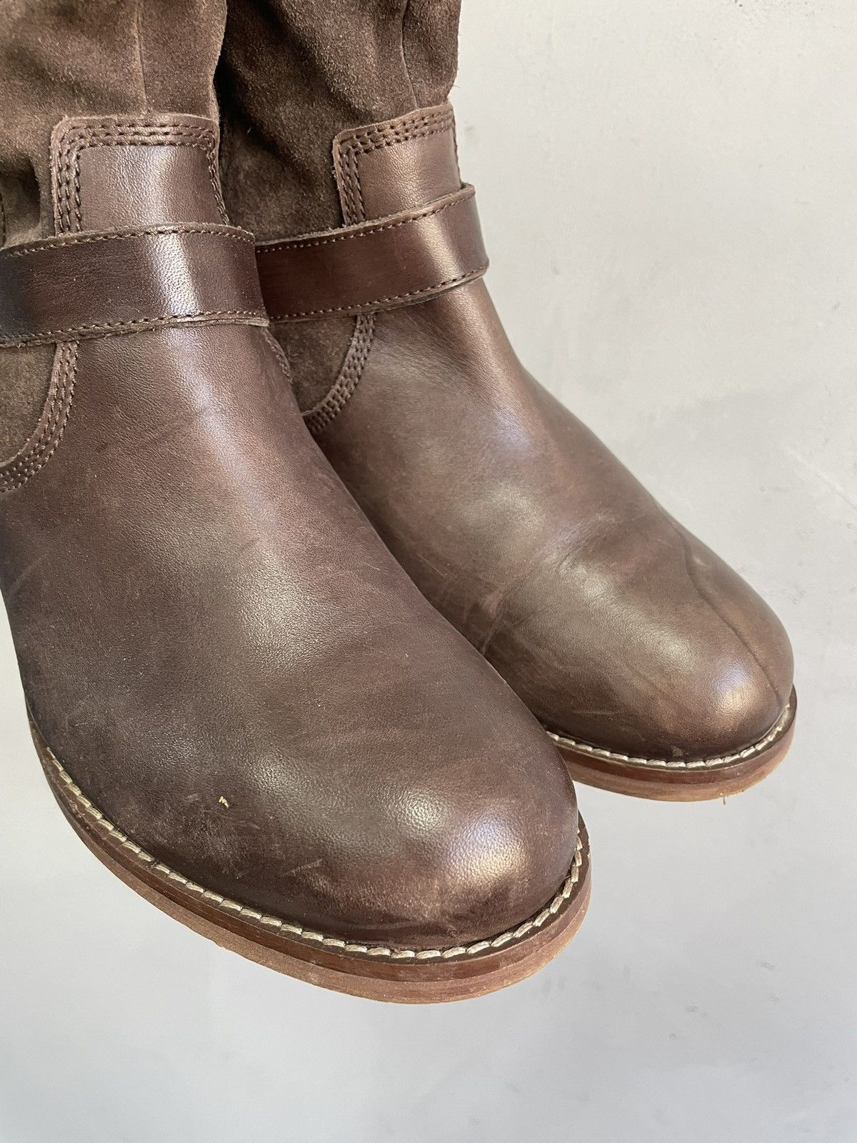 14th Addiction Rare engineered brown suede leather boots western y2k style Size US 8.5 / EU 41-42 - 4 Thumbnail