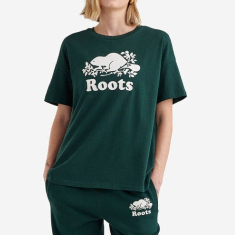 Roots Roots Logo Varsity Green Organic Cotton Beaver Short T-Shirt Size XS / US 0-2 / IT 36-38 - 1 Thumbnail