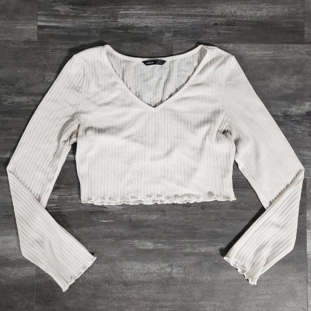 Shein White Trim Detailed SHEIN Long Sleeve Size L / US 10 / IT 46 - 1 Thumbnail