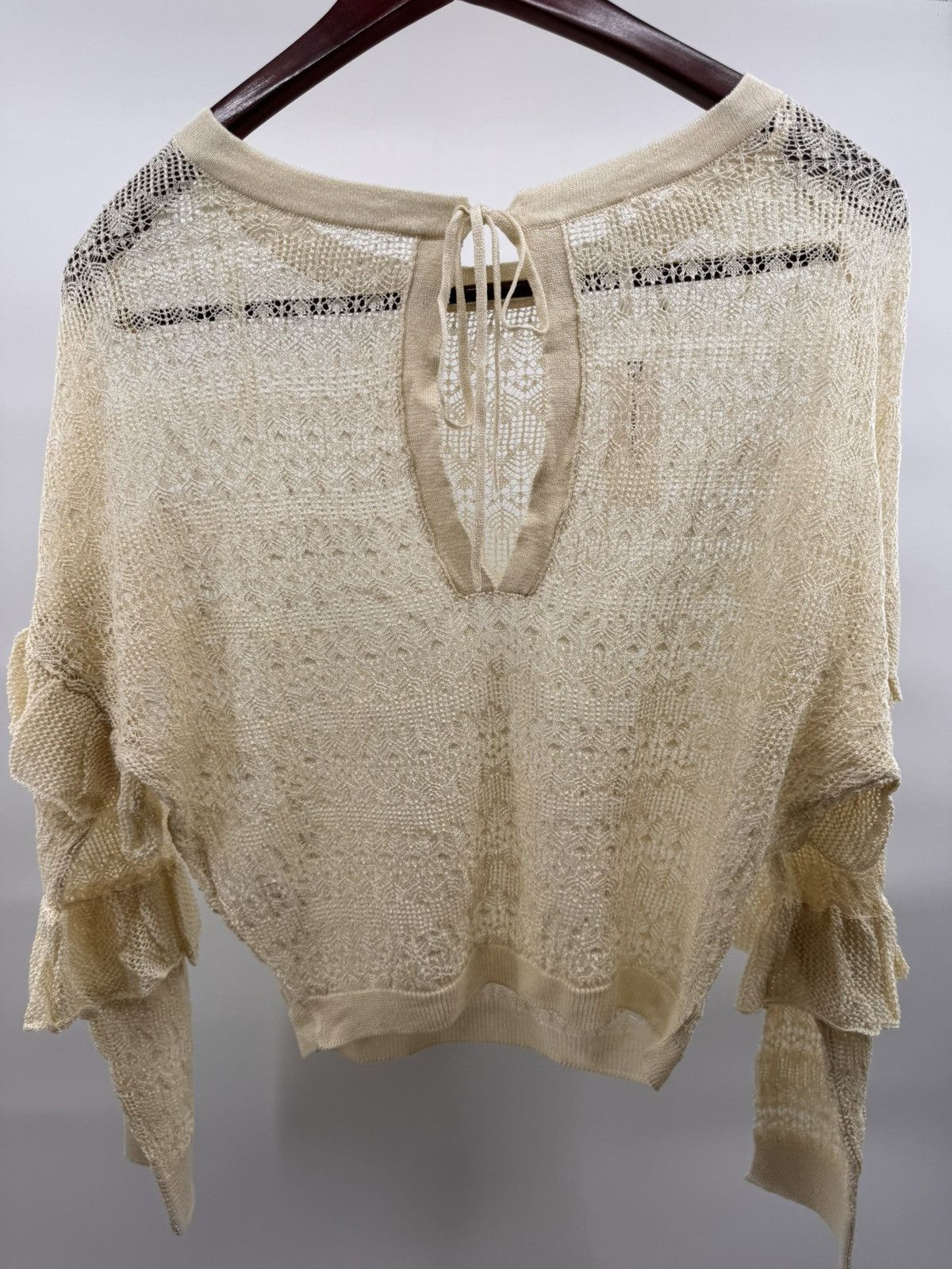 Anthropologie NWT By Anthropologie Sheer Ruffle Pullover Sweater Medium Size M / US 6-8 / IT 42-44 - 8 Thumbnail