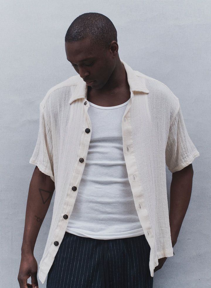 Greg Lauren $750 Greg Lauren Ivory Mesh Short Sleeved Boxy Shirt Size US XXL / EU 58 / 5 - 2 Thumbnail