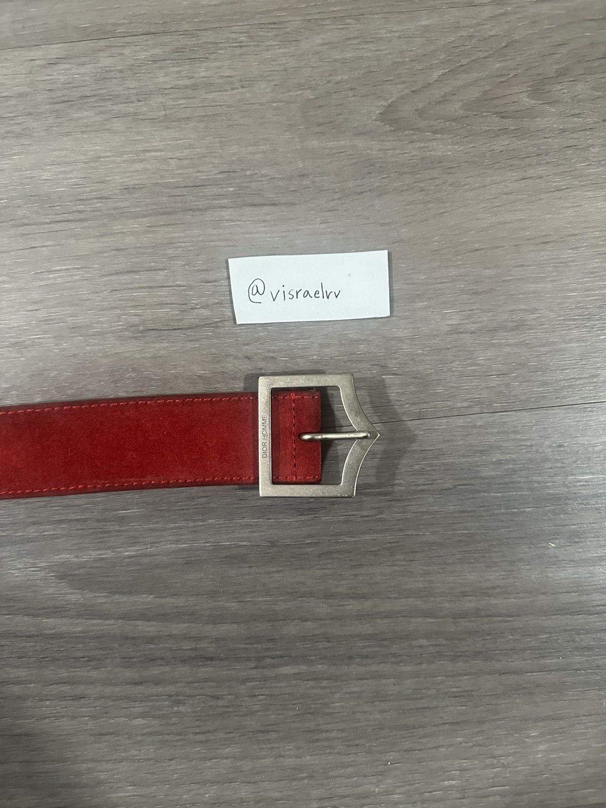 Dior SS05 Red Suede Dior D Point Belt Size 32 - 3 Thumbnail