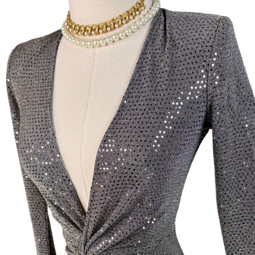 L'AGENCE L’AGENCE Rosetta Twist Front Dress Grey Gold size 00 / XS Size XXS / US 00 / IT 34 - 7 Thumbnail