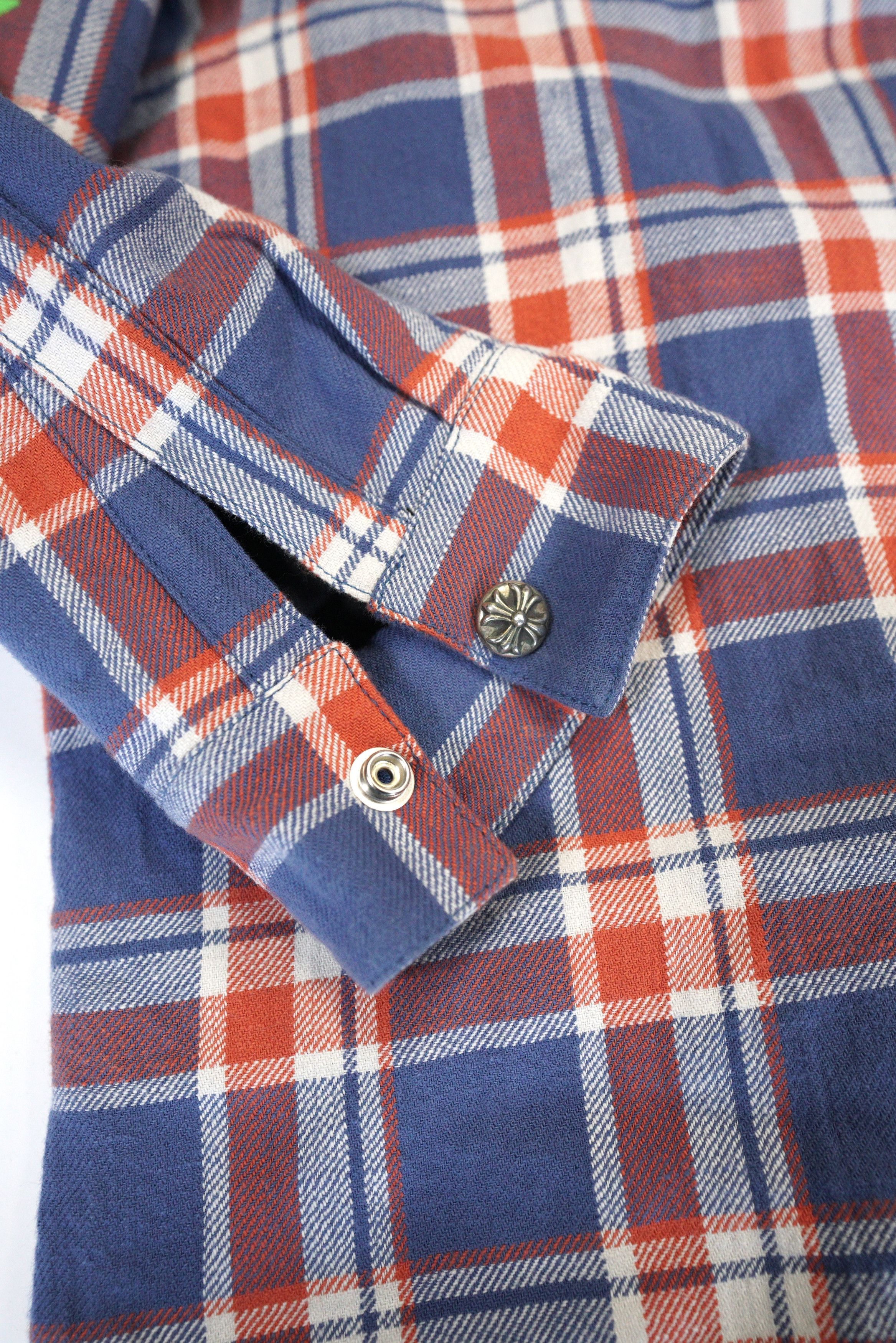 Chrome Hearts Chrome Hearts Blue & Red Plaid Cropped Cargo Flannel Shirt Size US XL / EU 56 / 4 - 8 Thumbnail