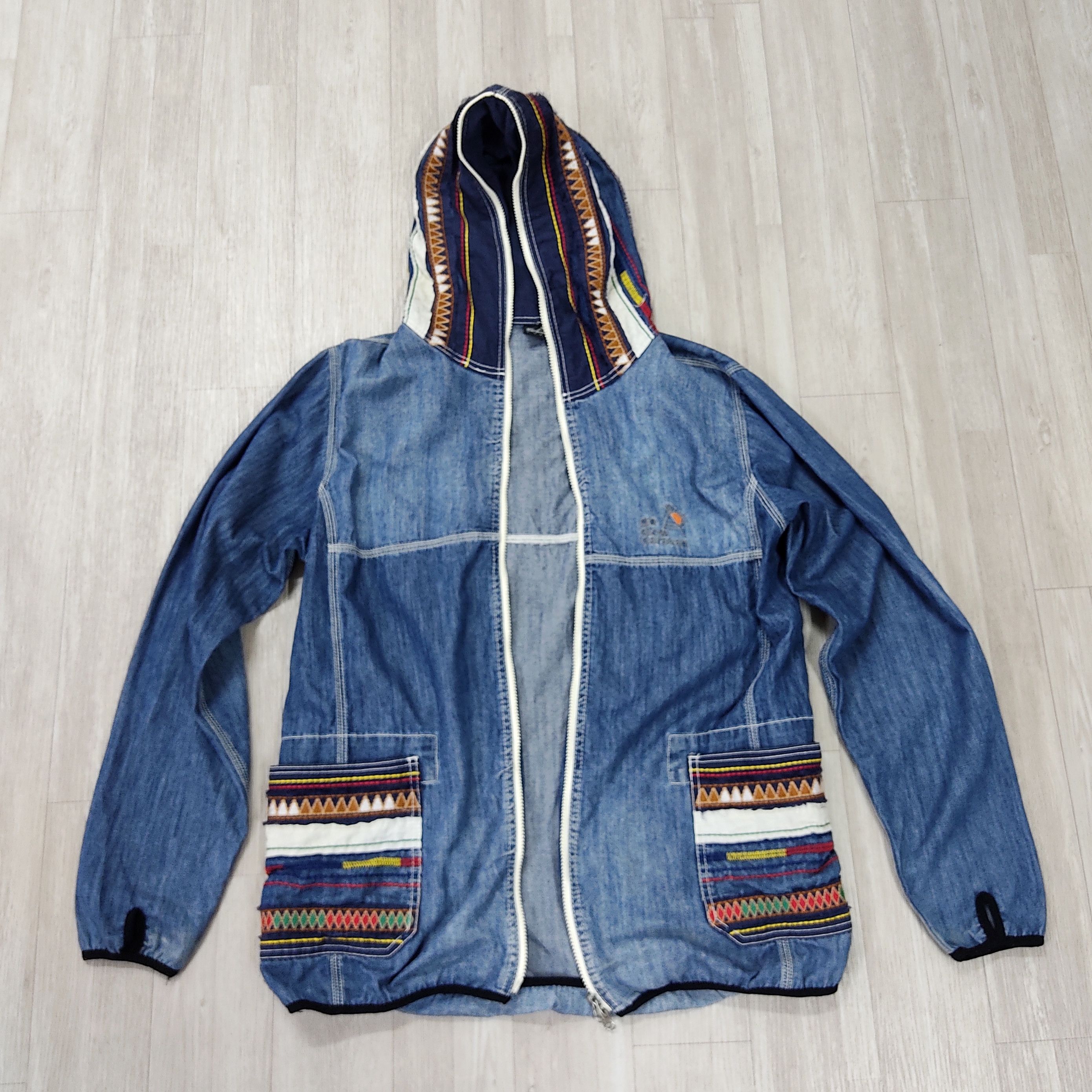 go slow caravan Native Embroidery Denim Mt. Parka Jacket Size US XL / EU 56 / 4 - 6 Thumbnail