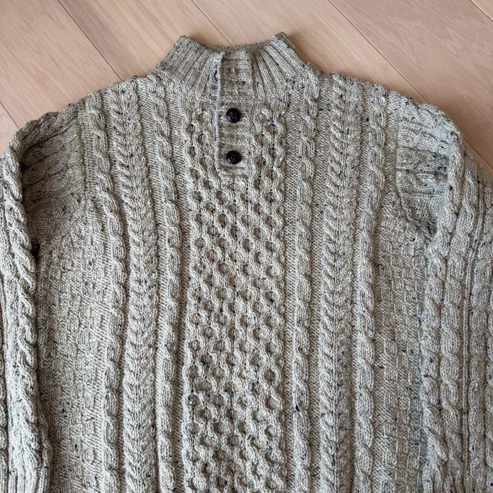 L.L. Bean LL Bean Aran Knit Sweater XL Beige Fisherman Heavy Wool Size US XL / EU 56 / 4 - 3 Thumbnail
