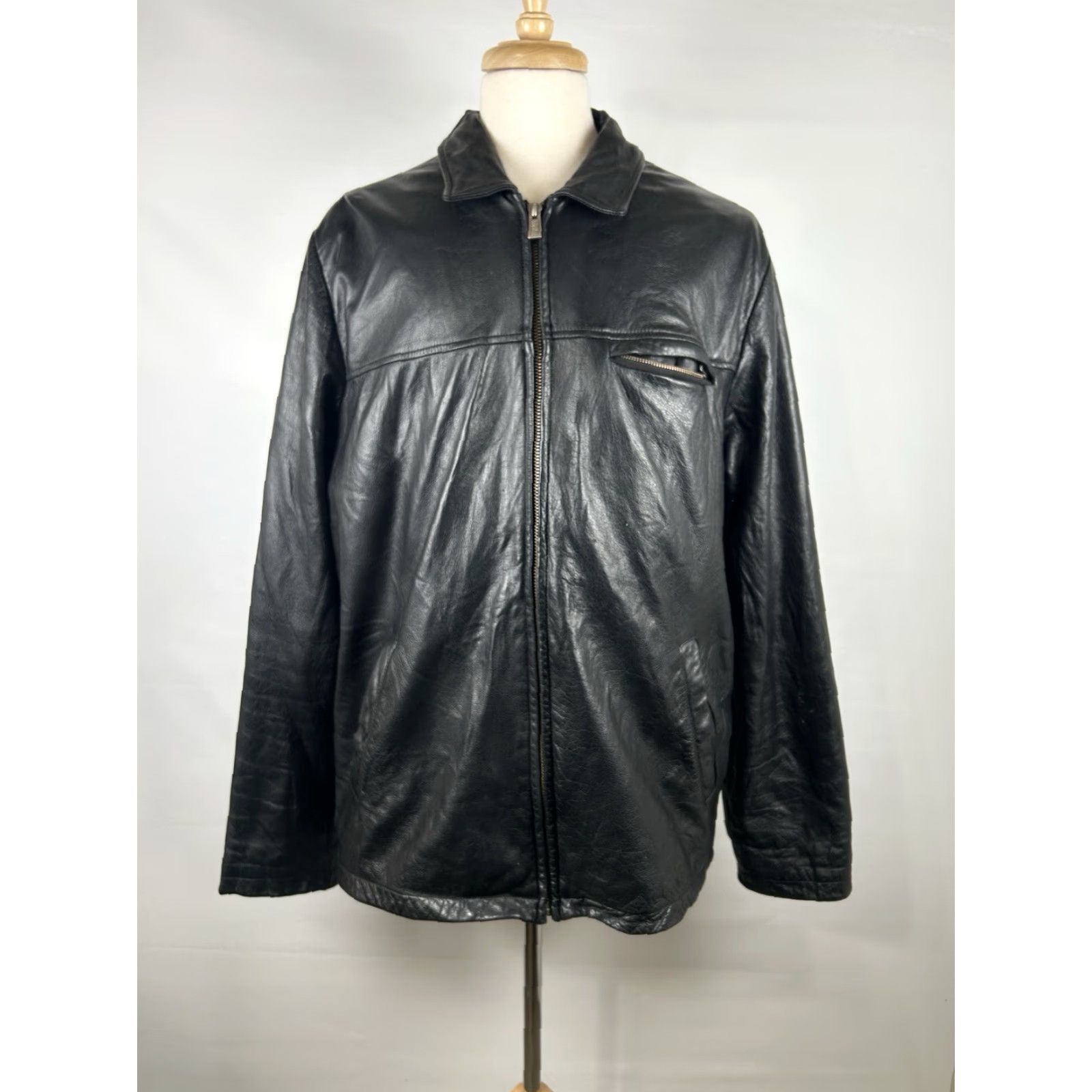 Vintage Wilson’s Leather Jacket Full Zip XL Tall Black Insulated Biker Jacket Mens XL Leather Black Insulated Biker Theme Size US XL / EU 56 / 4 - 2 Thumbnail