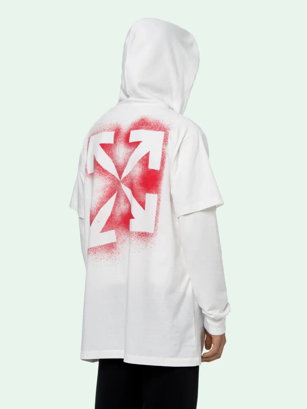 Off-White White and Red Stencil Arrows Oversized Layered Tee Hoodie Size US S / EU 44-46 / 1 - 3 Thumbnail