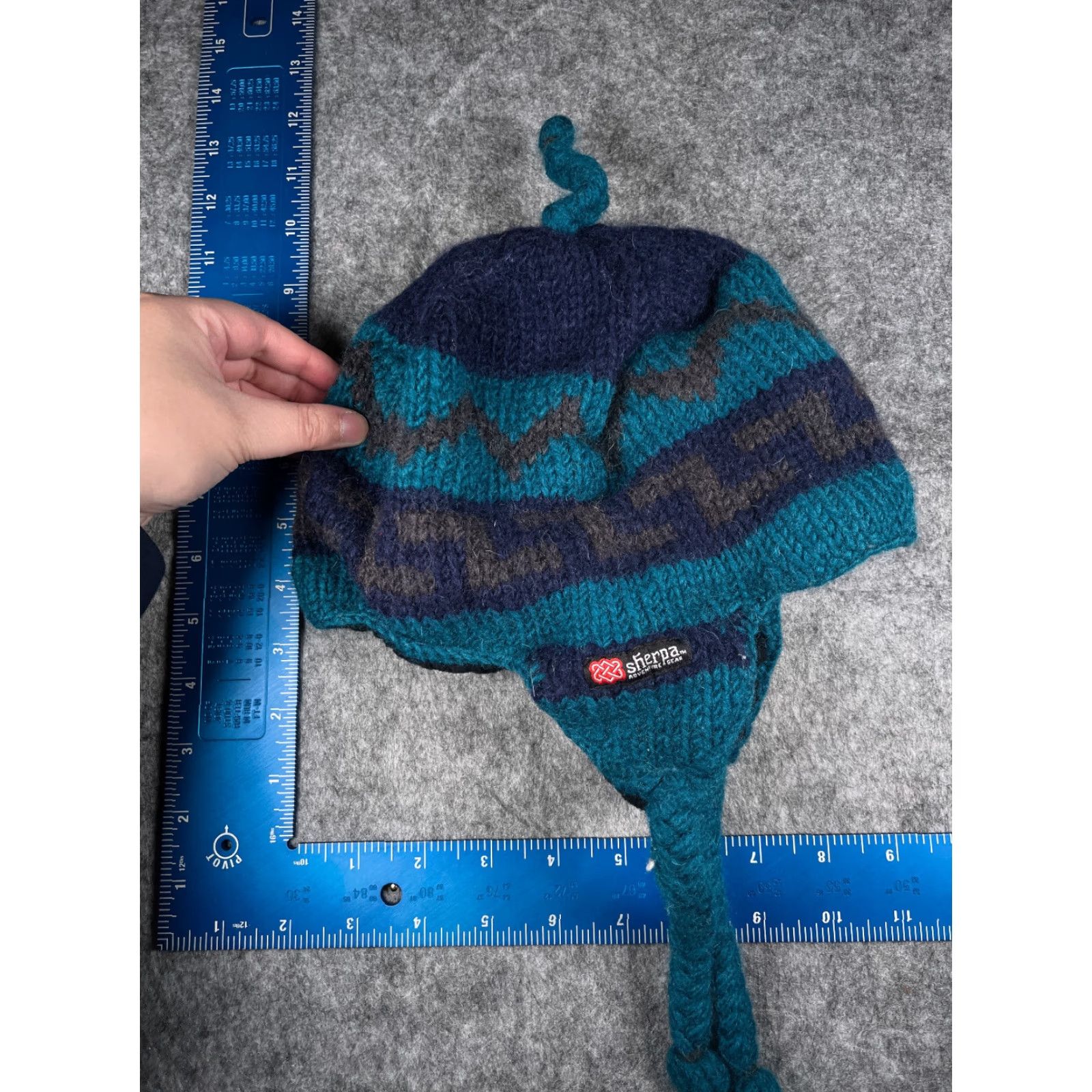 Vintage Sherpa Adventure Gear Beanie Adult Small Blue Wool Beanie Hat Mens Wool Ear Flap Lined Nepal Seasonal Outdoor Ski 90s Size ONE SIZE - 6 Thumbnail