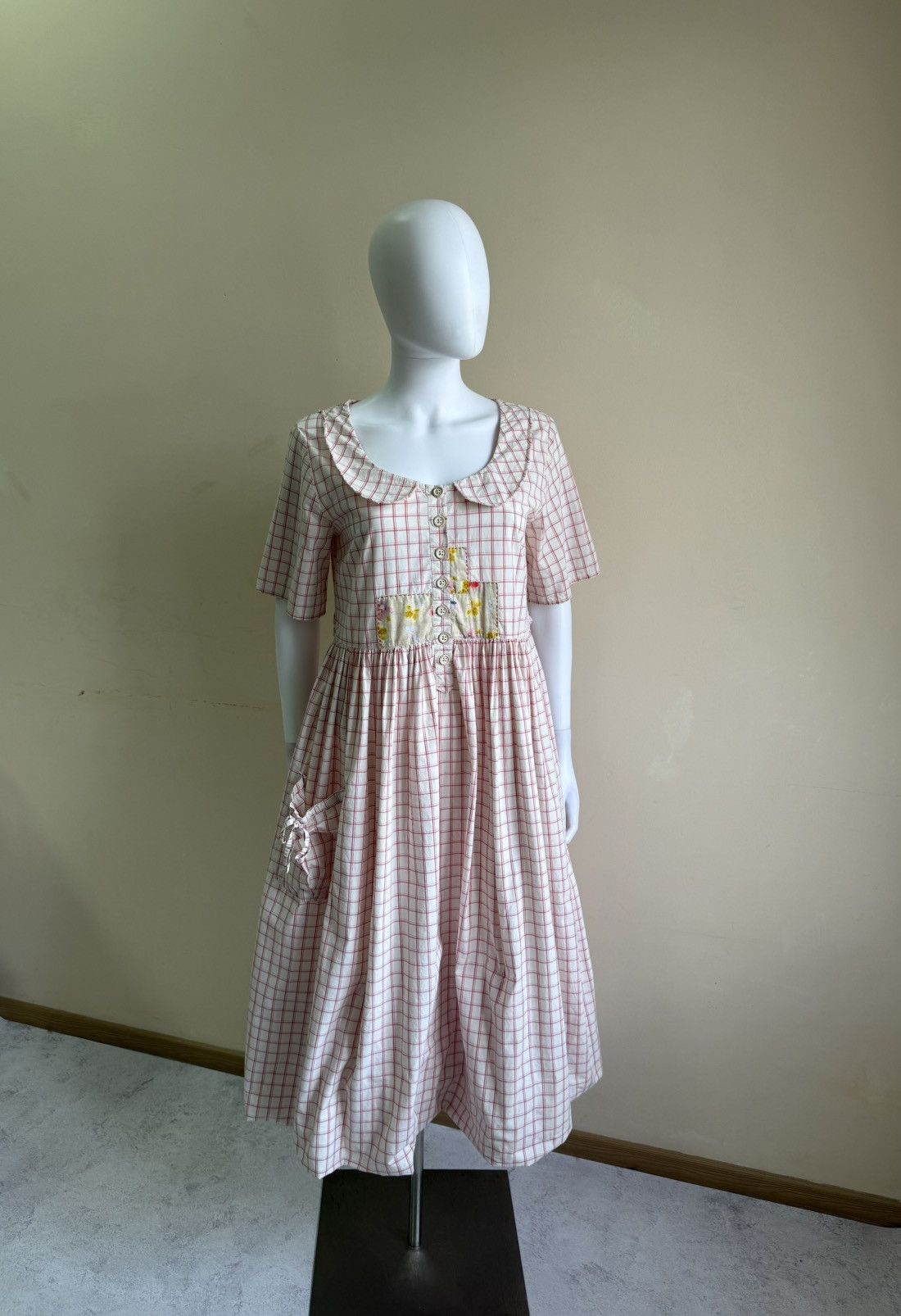 Vintage Ewa I Walla Pink Short Sleeve Checkered Midi Dress Size S Size S / US 4 / IT 40 - 2 Thumbnail