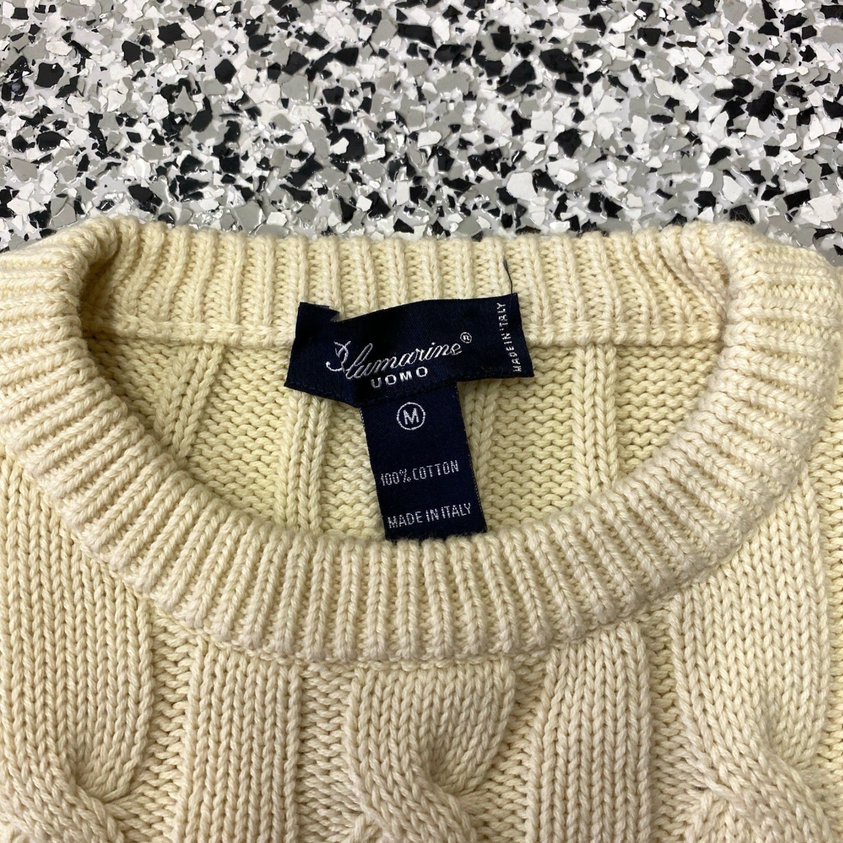 Blumarine Belmarine UOMO Cable Knit Sweater Crew Neck Ivory Men's Size M Knit Shirt Pullover Regular Size US M / EU 48-50 / 2 - 2 Thumbnail