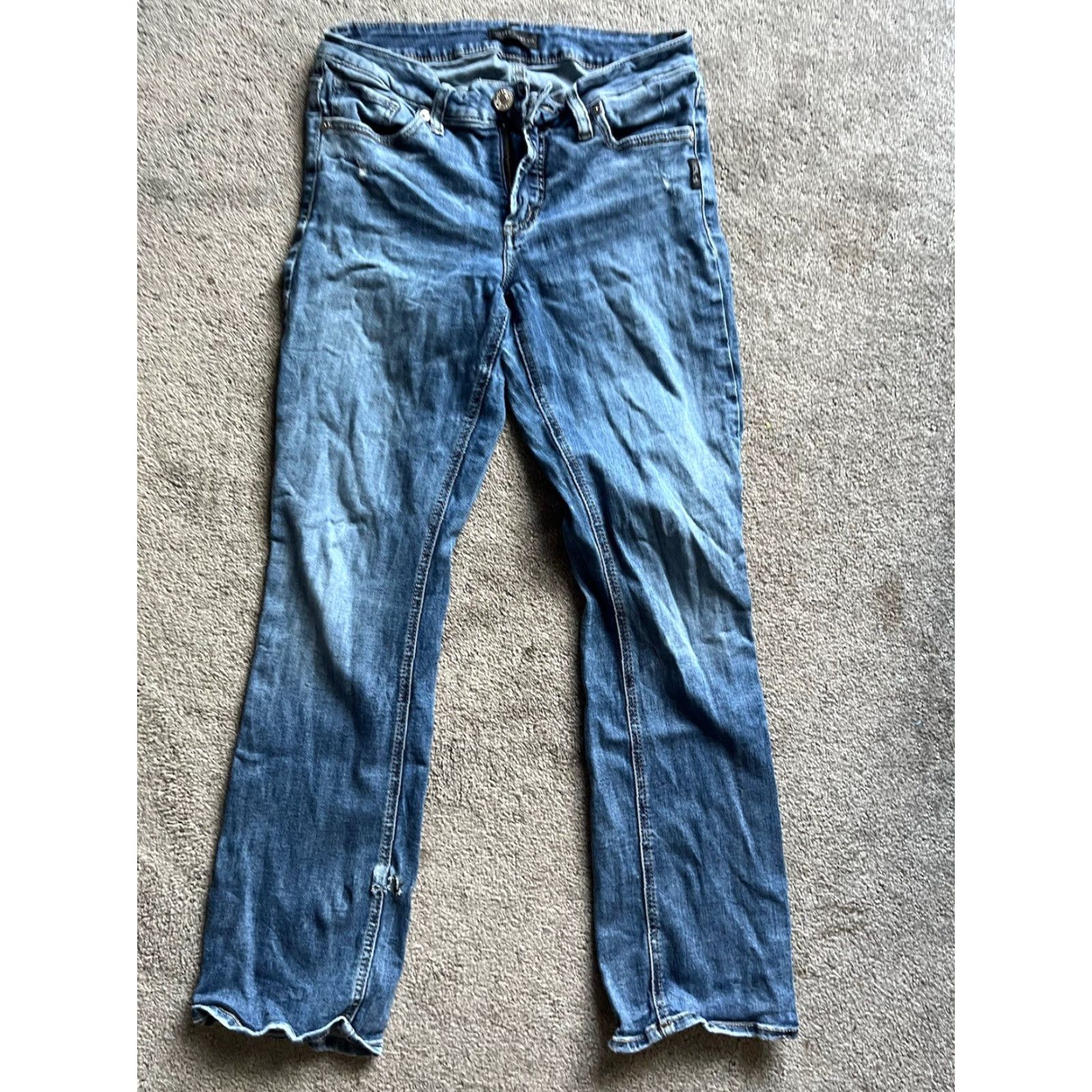Silver Jeans Co. VINTAGE Silver Jeans Elyse Slim Boot Jeans Womens 28x29 Blue Denim Low Rise Slimming Retro Size 28" / US 6 / IT 42 - 3 Thumbnail