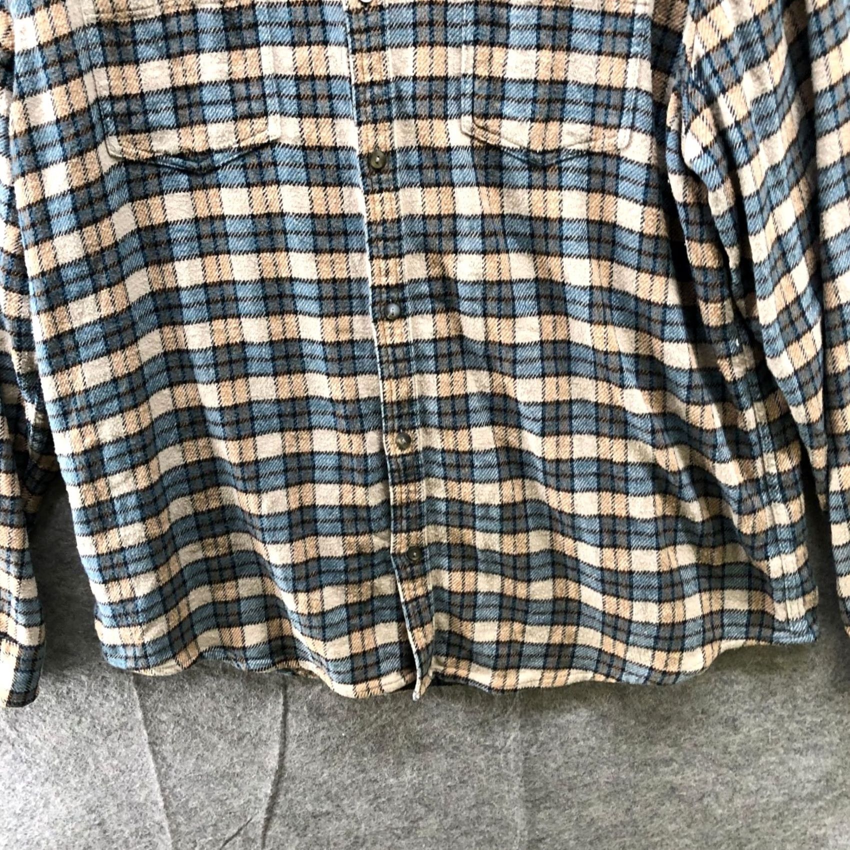Carbon2Cobalt Carbon 2 Cobalt Flannel Shirt Mens L Beige Blue Plaid Long Sleeve Workwear Size US L / EU 52-54 / 3 - 4 Thumbnail