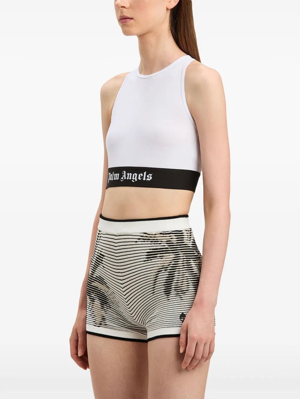Palm Angels o1y1225 Crop Top in White/Black Size L / US 10 / IT 46 - 3 Thumbnail