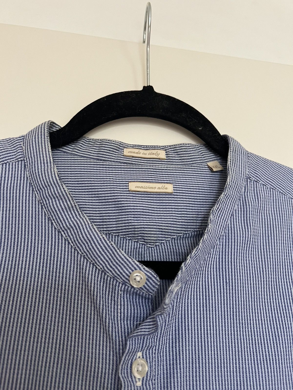 Massimo Alba Striped Band Collar Long Sleeve Button Up Size US XXL / EU 58 / 5 - 5 Thumbnail