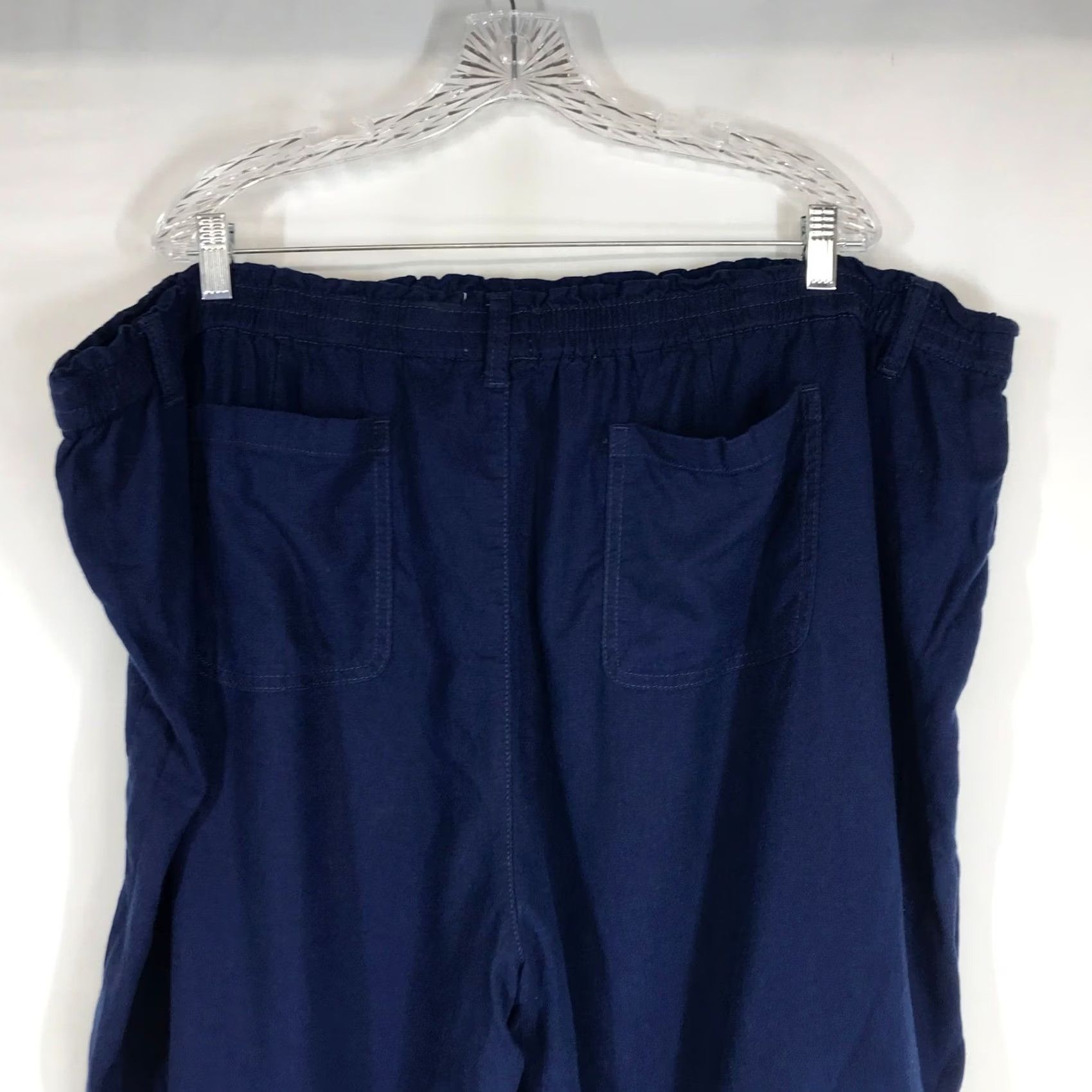 Vintage St. John's Bay Womens 3X Navy Blue Linen Blend Elastic Waist Casual Shorts Size 40" / US 18 - 5 Thumbnail