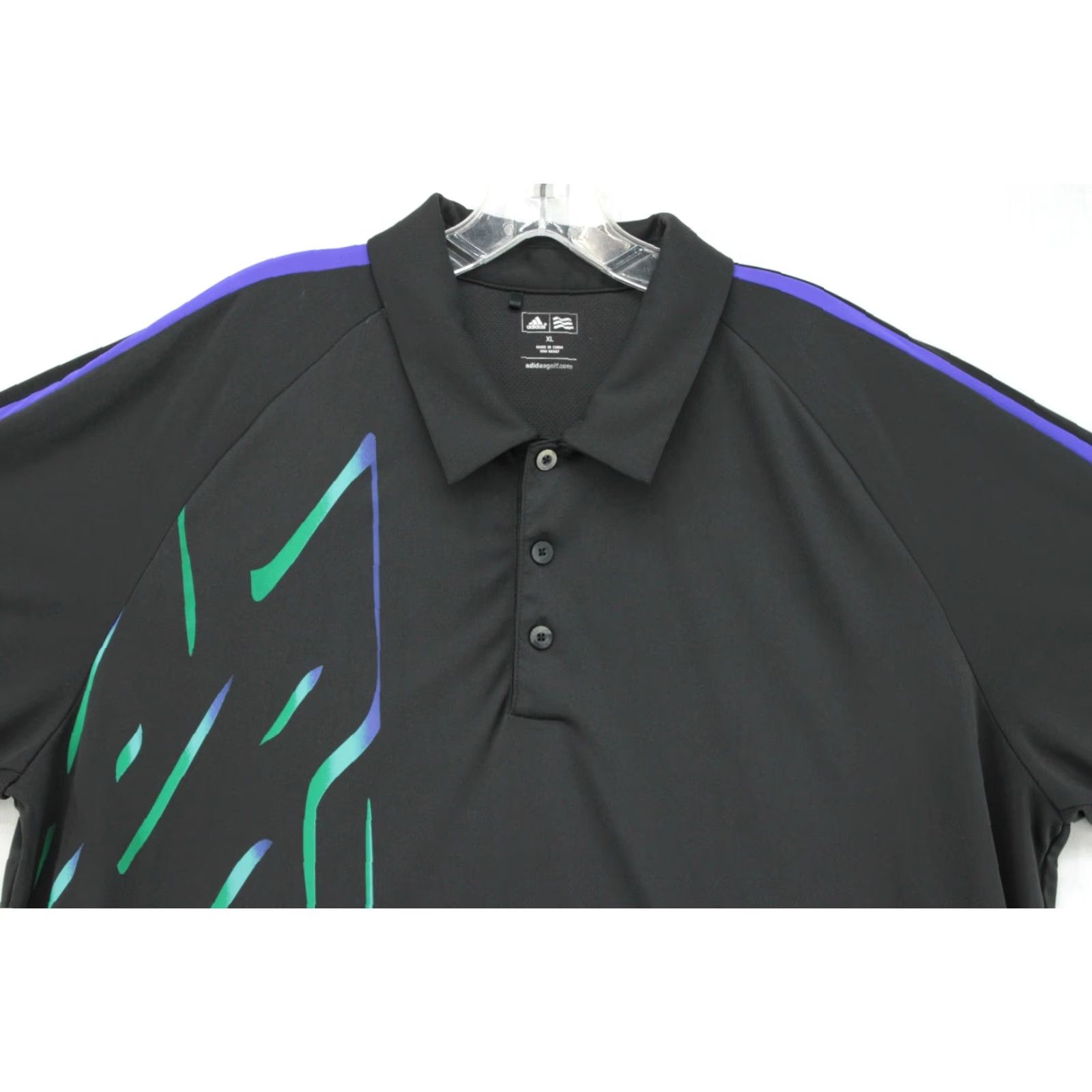 Adidas adidas Polo Shirt Men's XL Black Green Purple Abstract Geometric Golf Z78667 Size US XL / EU 56 / 4 - 2 Thumbnail