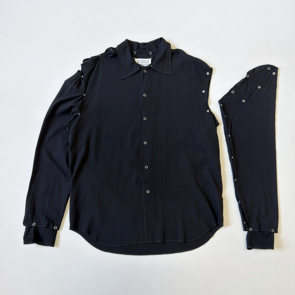 Maison Margiela S/S 17 ‘Metal Popper Detail’ Black Cotton Shirt Size US M / EU 48-50 / 2 - 3 Thumbnail