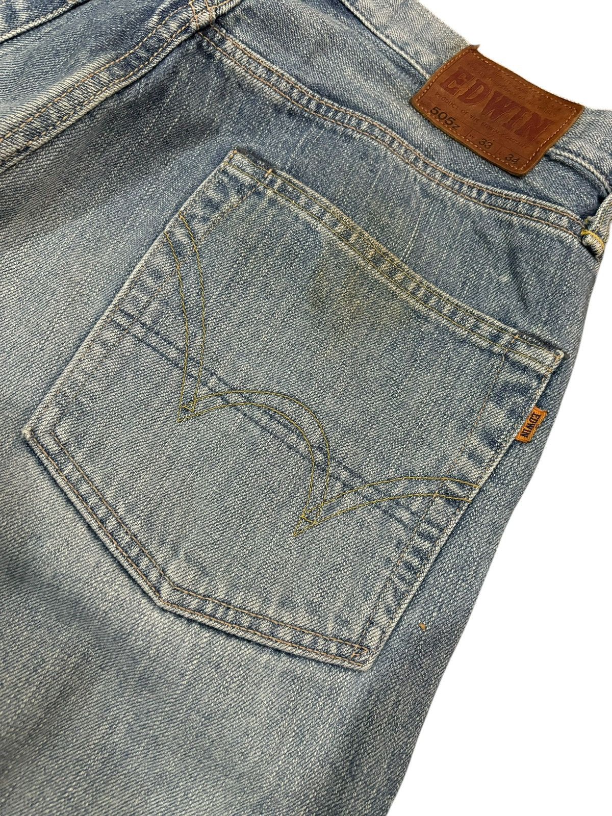 Edwin × Japanese Brand × Self Edge 90s Vtg Edwin 505z Selvedge Orange Tag Faded Jeans Size US 33 - 8 Thumbnail