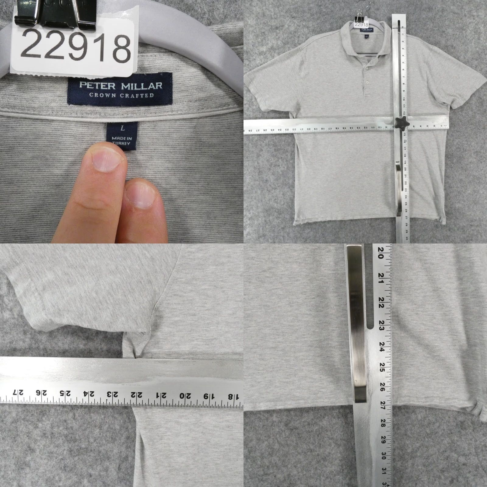Peter Millar Peter Millar Crown Crafted Polo Mens Large Gray Striped Golf Shirt Size US L / EU 52-54 / 3 - 8 Thumbnail