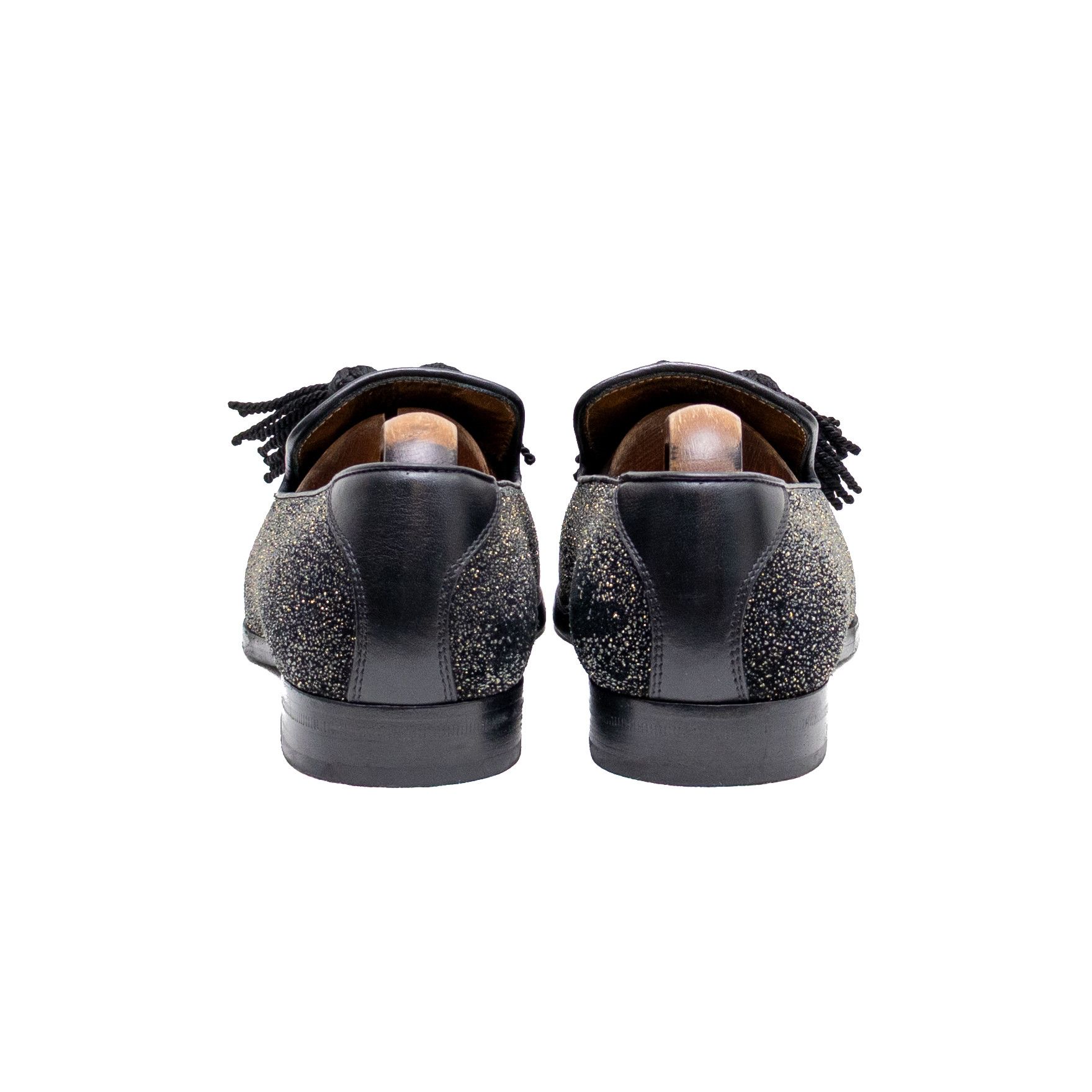 Jimmy Choo Jimmy Choo Men's Foxley/m Black & Gold Glitter Loafers Size US 7.5 / EU 40-41 - 5 Thumbnail