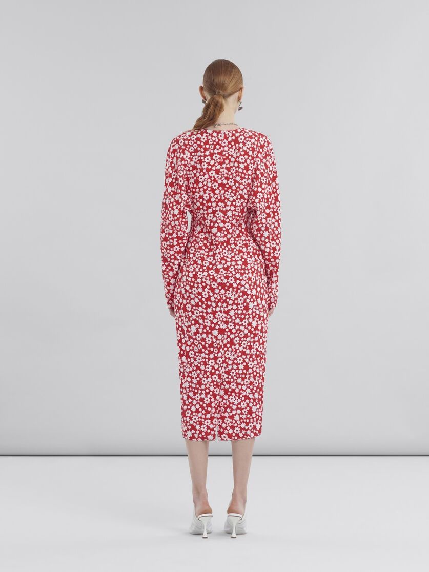 Marni o1f1d3z0326 Floral-Print Midi Dress in White/Red Size XL / US 12-14 / IT 48-50 - 3 Thumbnail