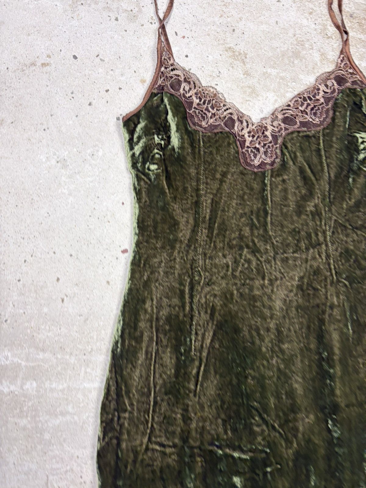 Dolce & Gabbana Vintage 2006 Dolce & Gabbana Velvet Green Mini Dress Lace Size M / US 6-8 / IT 42-44 - 12 Thumbnail