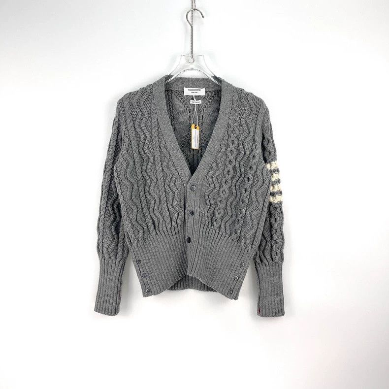 Thom Browne Thom Browne Size 44Light Grey Bold String 4-button Cardigan Size US S / EU 44-46 / 1 - 3 Thumbnail