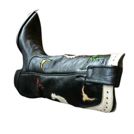 Larry Mahan Larry Mahan Rodeo Black White Red Cowgirl Cowboy Boots Size US 7 / IT 37 - 11 Thumbnail