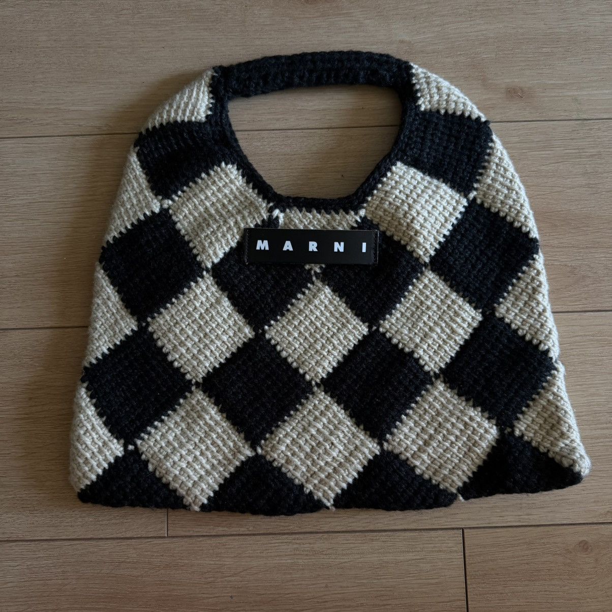 Marni White and black MARNI MARKET DIAMOND wool bag Size ONE SIZE - 1 Thumbnail