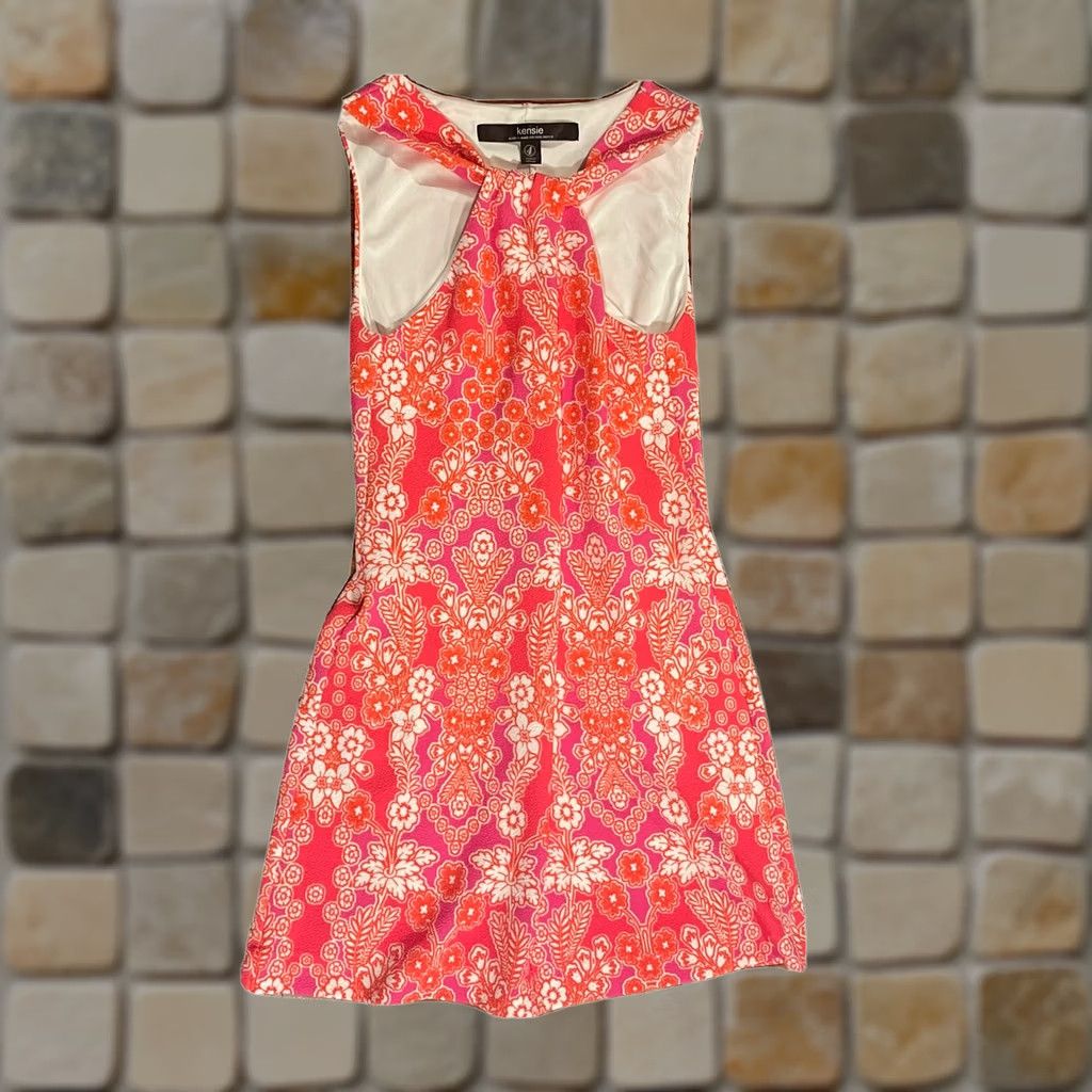 Vintage Kensie Dress Womens 4 Orange Pink Women Sleeveless Lined Sundress Size Floral Pattern EUC Size S / US 4 / IT 40 - 1 Thumbnail