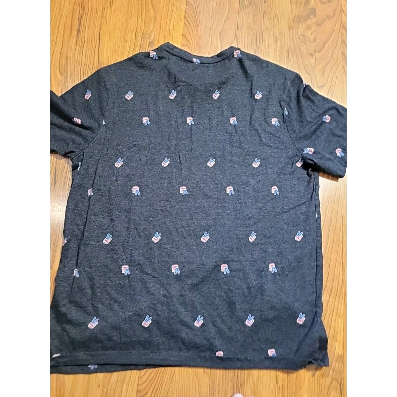 Vintage USA Patriotic Stars & Stripes T-Shirt Steel & Concrete L SS Gray Mens Regular Cotton Blend Shirt Size US L / EU 52-54 / 3 - 7 Thumbnail
