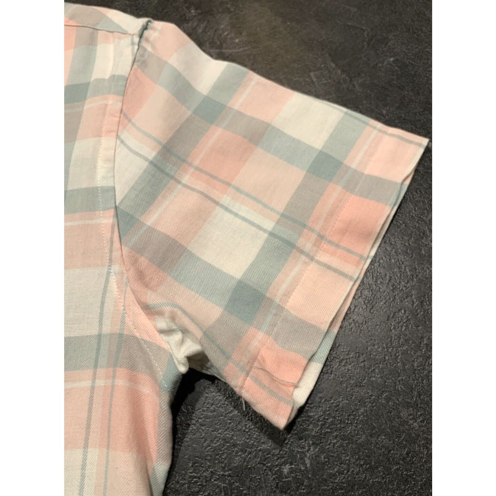 Denime VINTAGE Denim & Flower Pink Plaid Slim Fit Short Sleeve Button-Up Shirt Adult Large Cotton Size US L / EU 52-54 / 3 - 2 Thumbnail